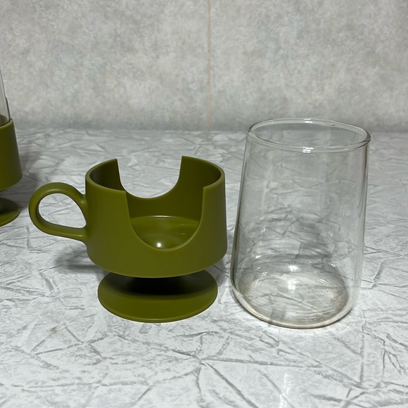 Glass-snap by Corning with avocado green holders set of 6 - Picture 4 of 9